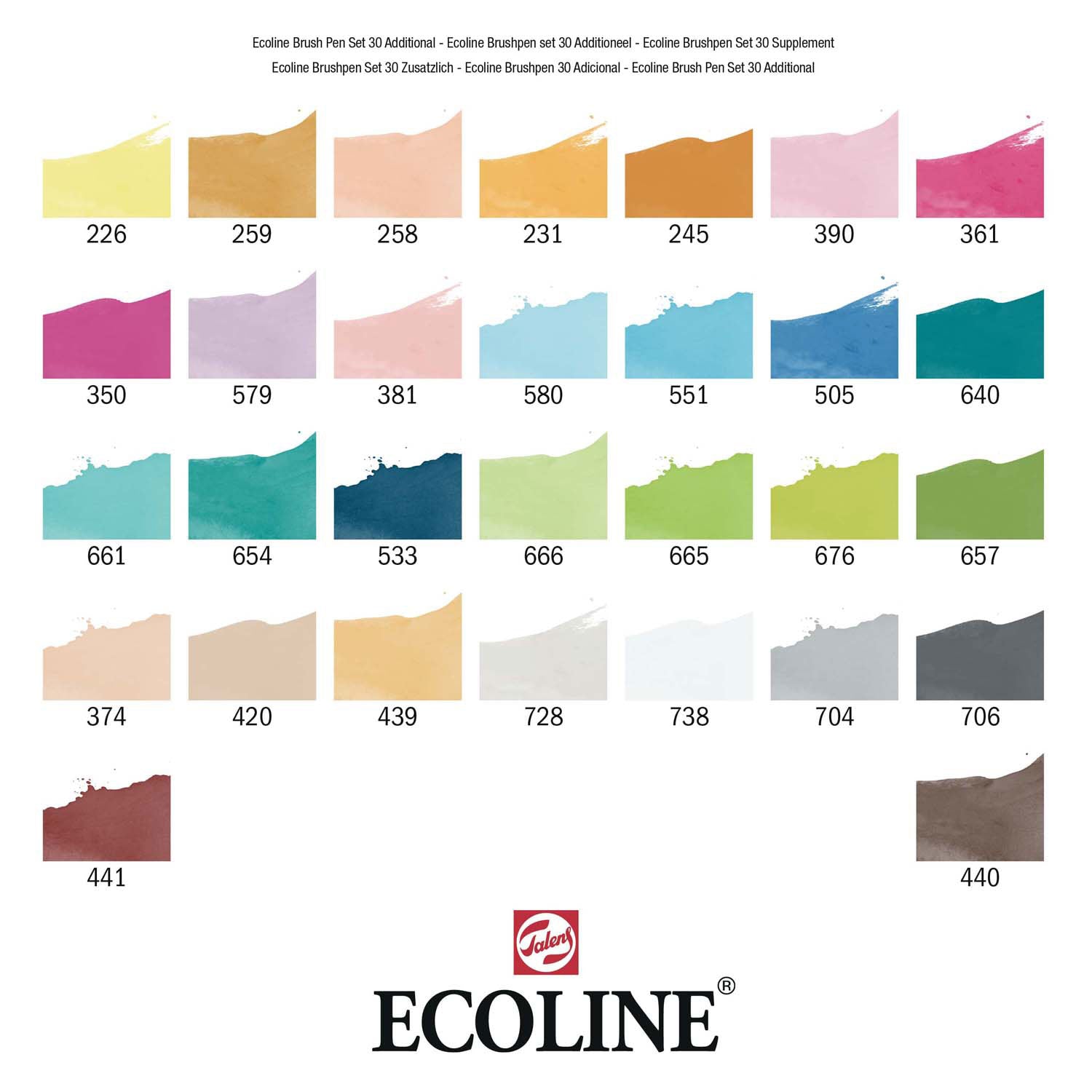 Bruynzeel Ecoline Brush Pen Set Additional, 30 colors