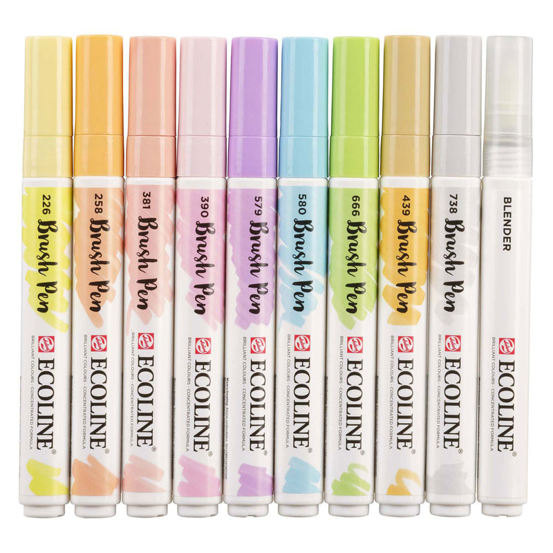 Bruynzeel Ecoline Brush Pen Pastel, 10 colores