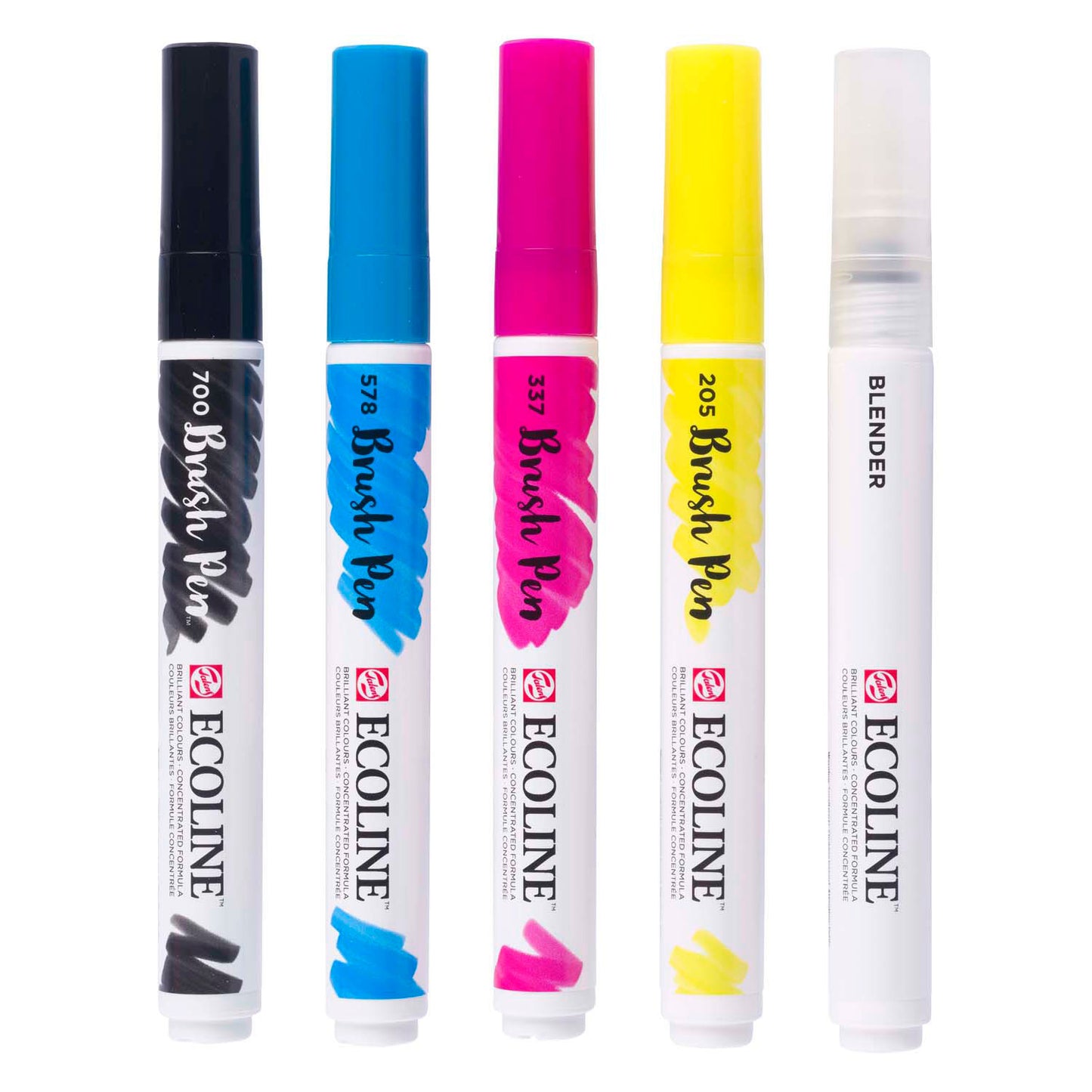 Ecoline brush pen set primair, 5 kleuren