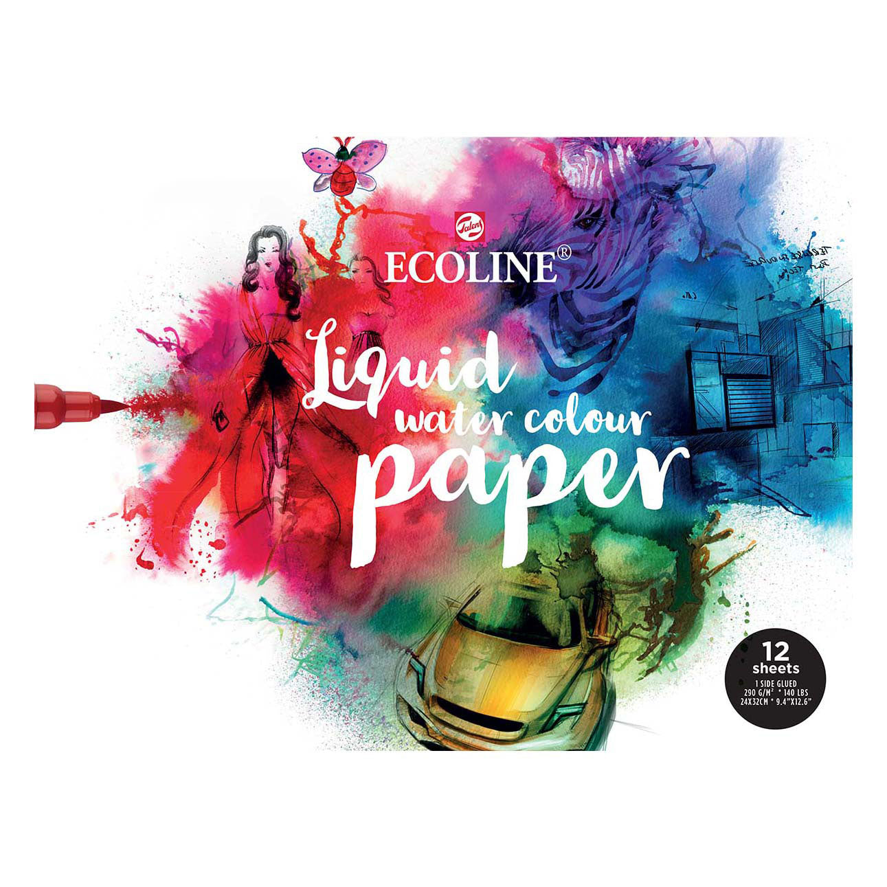 Ecoline aquarelpapierblok, 24x32cm, 290 g m, 12 vellen