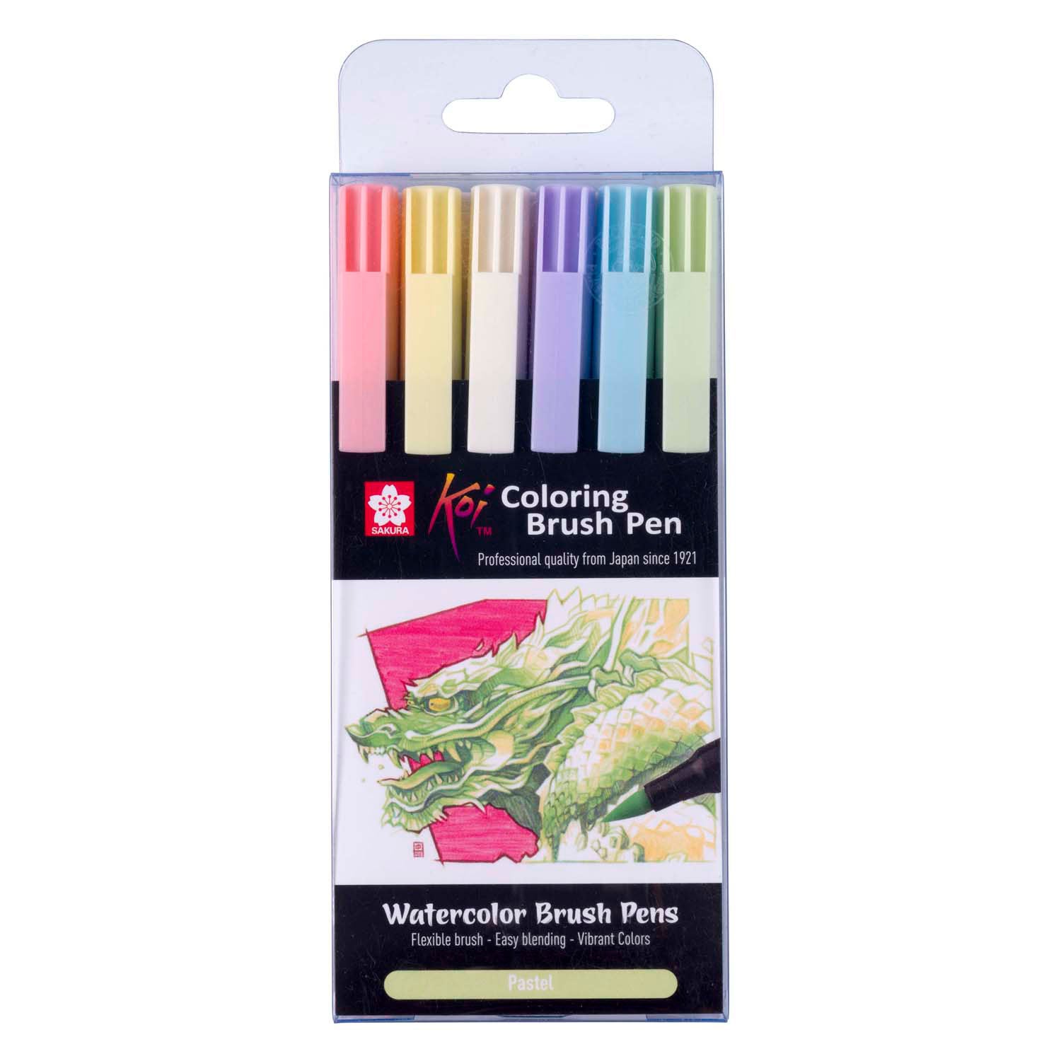 Sakura koi da colorare pennellata set di penna pastello, 6 colori