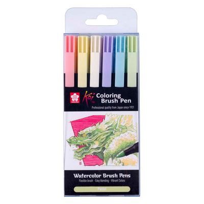 Sakura koi para colorear pincel juego de pluma, 6 colores