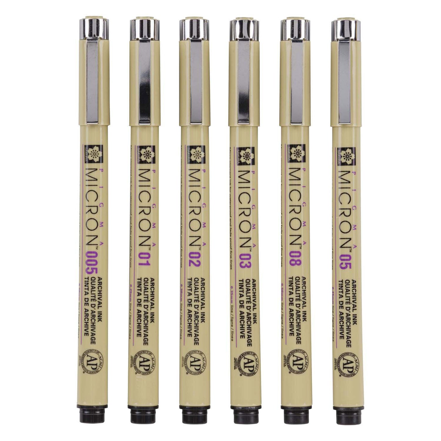 Sakura Pigma Micron 01 Polla con 6 colores básicos