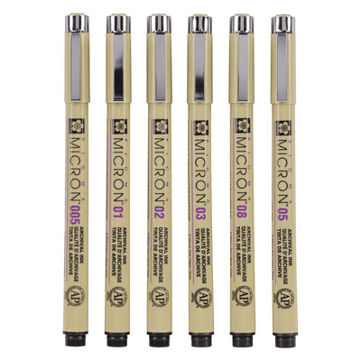 Sakura • pigma micron set basiskleuren 0,25mm 6stuks