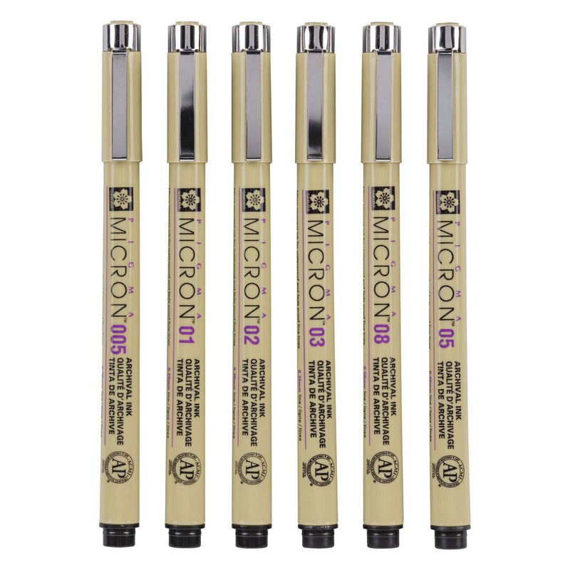 Sakura Pigma Micron 01 Polla con 6 colores básicos