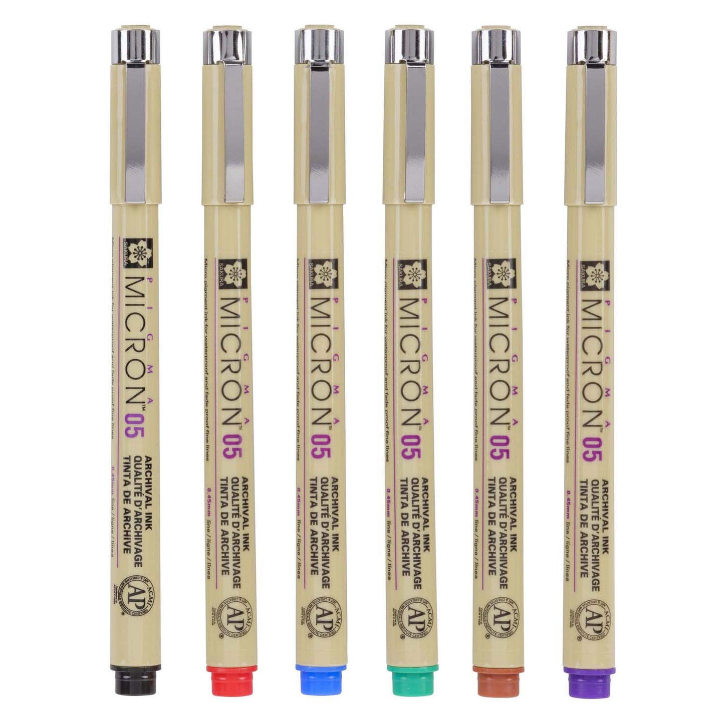 Sakura pigma micron 05 bolsillo con 6 colores básicos