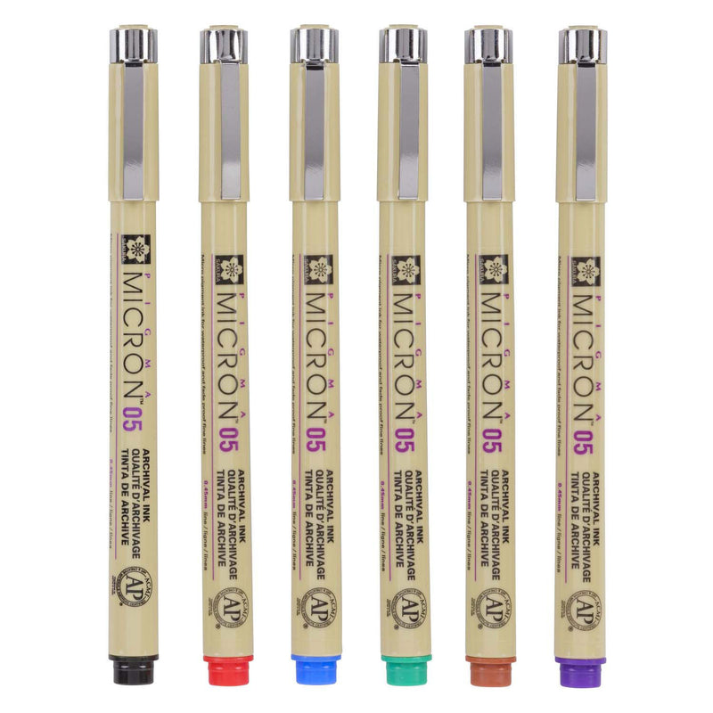 Sakura pigma micron 05 bolsillo con 6 colores básicos