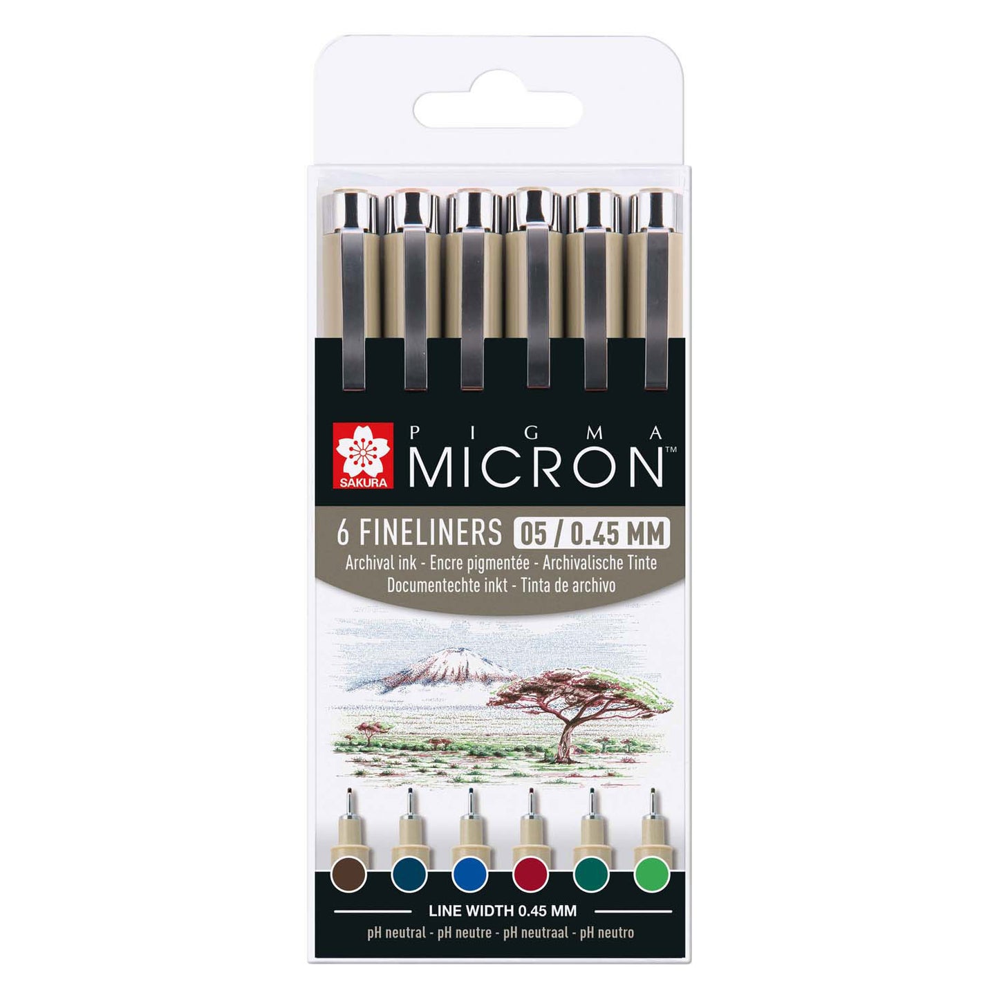Sakura Pigma Micron 05 Pouch con 6 colores de tierra