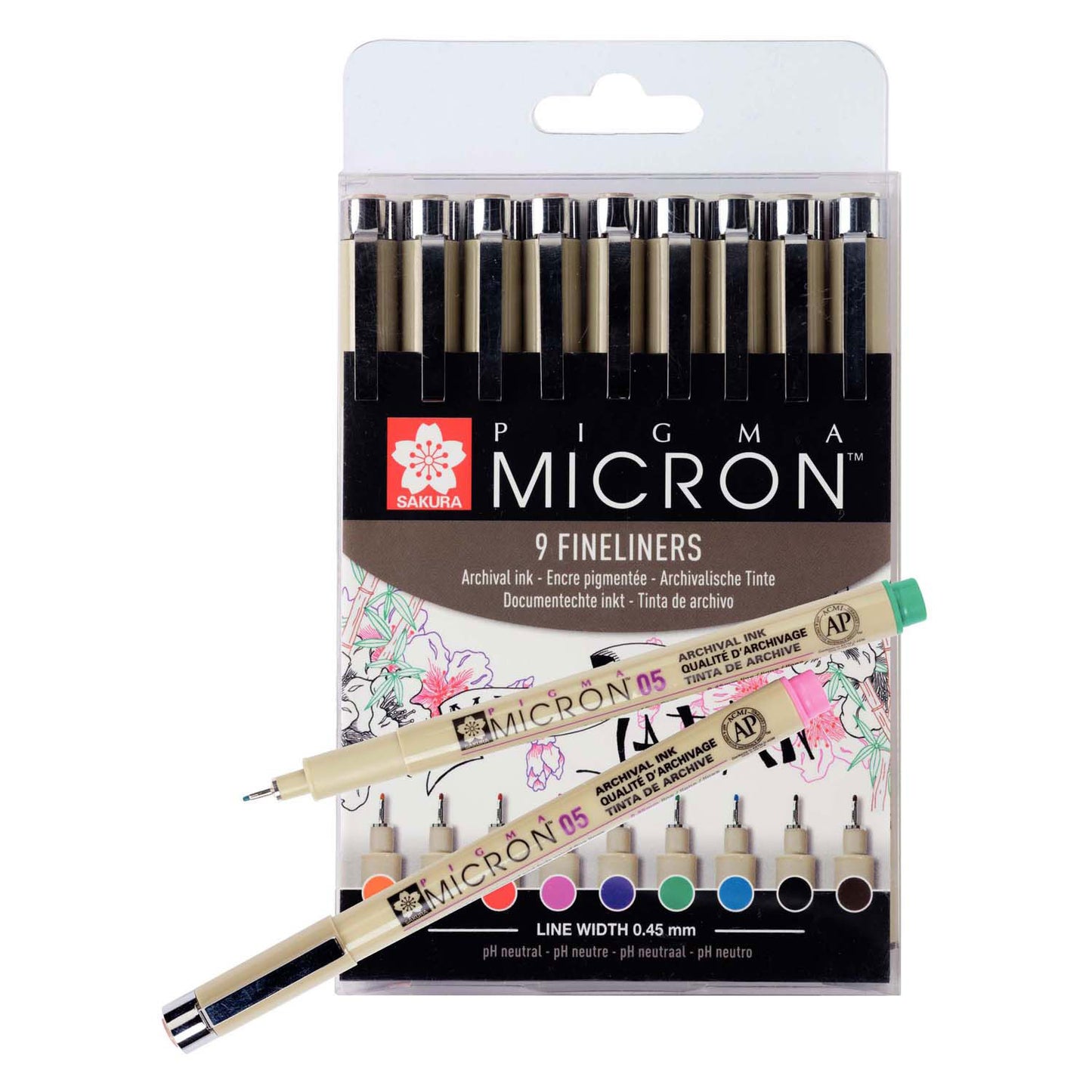Tasca Sakura Pigma Micron 05 con 9 colori