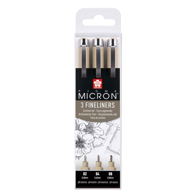 Sakura Pigma Micron Endui 3 Fineliners Nero 02-04-08