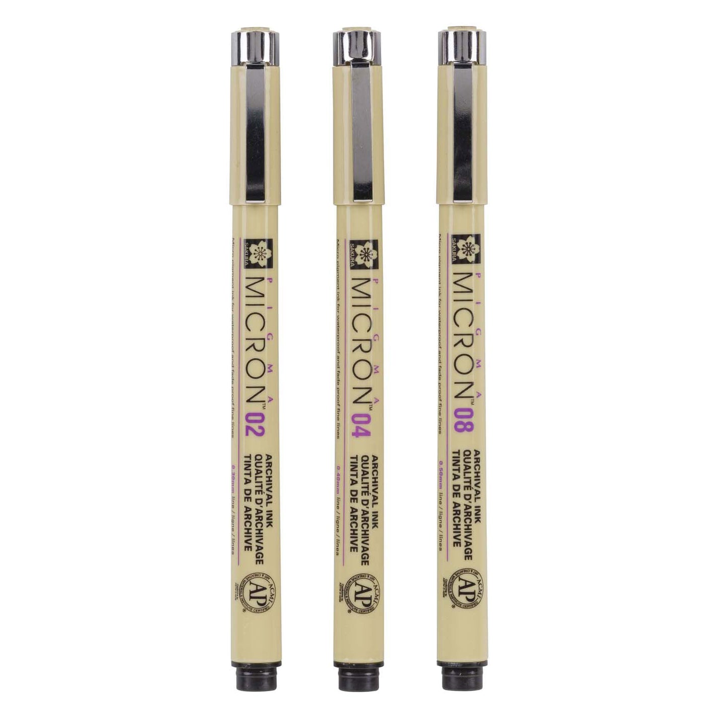 Sakura pigma micron etui 3 fineliners zwart 02-04-08