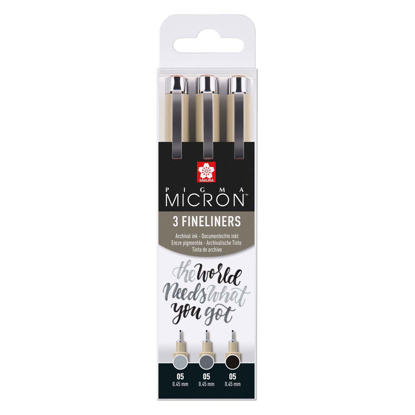 Sakura Pigma Micron 05 Fineliner Set, 3 bolígrafos, gris negro