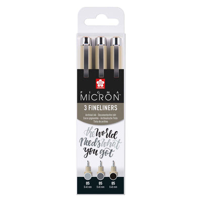 Sakura • pigma micron 05 fineliner set zwart grijs 3pcs