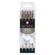 Sakura pigma micron fineliner set, 4 maten, licht koelgrijs - afbeelding 2