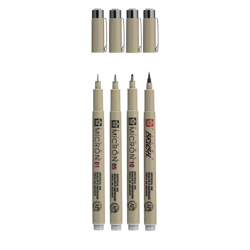 Set di fineiner Sakura Pigma Micron, 4 dimensioni, grigio raffreddamento chiaro