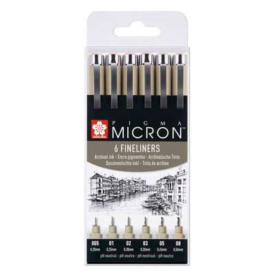 Sakura Pigma Micron Pouch 6 Fineliners Negro
