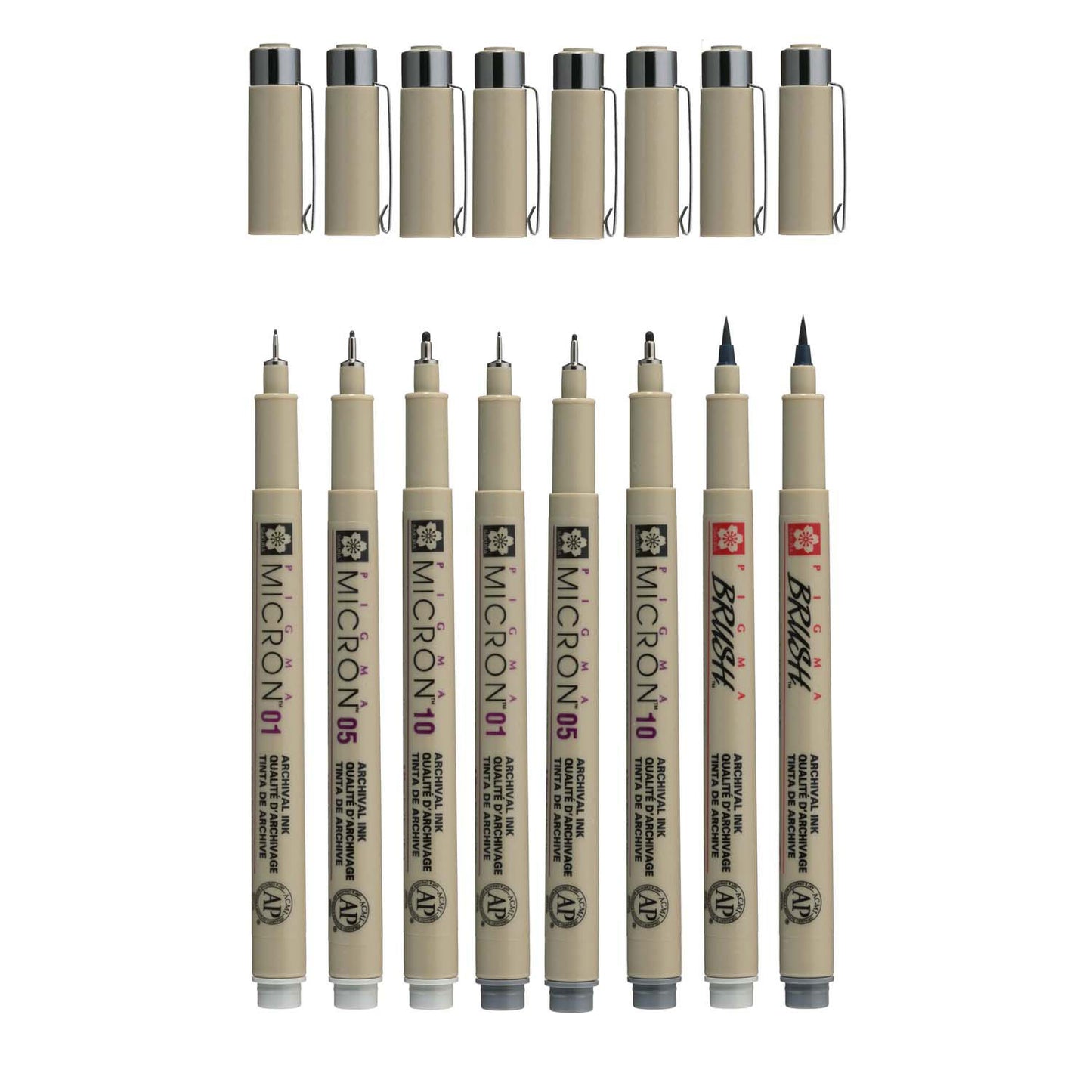 Sakura Pigma Micron Fineliner set 8 penna. (luce) raffreddamento grigio