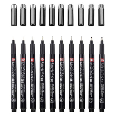 Sakura • pigma micron black edition set + gratis etui | 10 pennen, zwart