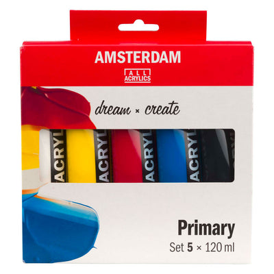 Bruynzeel amsterdam serie standard set di colori acrilici primari 120 ml, 5 pz.
