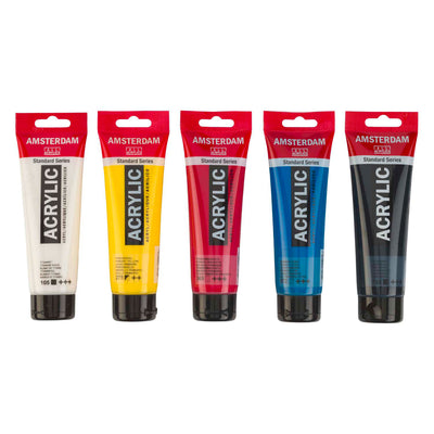 Bruynzeel amsterdam serie standard set di colori acrilici primari 120 ml, 5 pz.