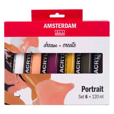 Bruynzeel Amsterdam serie standard set di colori acrilici per ritratti 120 ml, 6 pz.