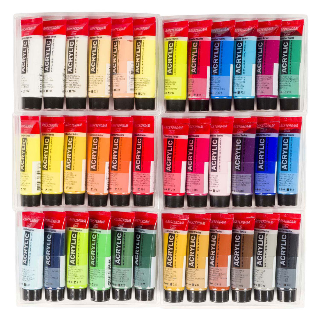 Bruynzeel amsterdam serie standard set di colori acrilici per la selezione generale 20 ml, 36 pezzi.