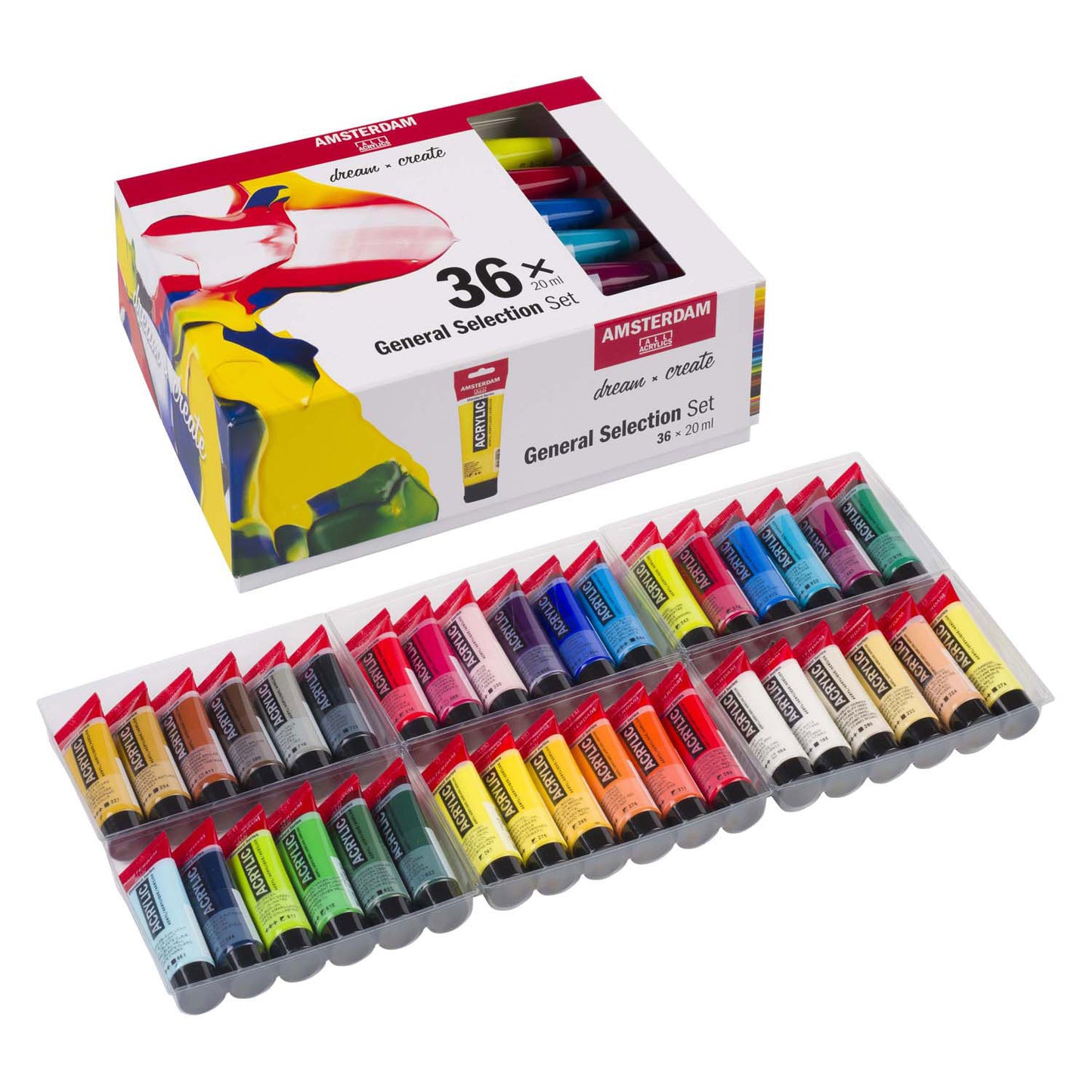 Bruynzeel amsterdam standard series acrylic paint general selection set 20ml, 36pcs.