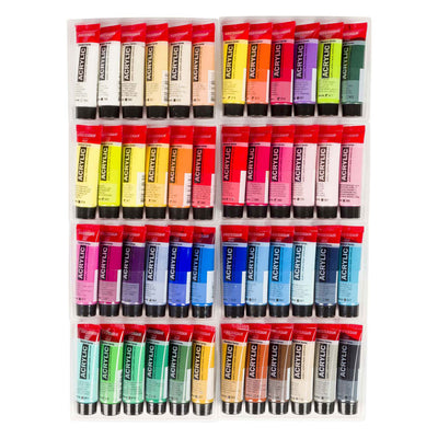 Bruynzeel amsterdam serie standard set di colori acrilici per la selezione generale 20 ml, 48 pezzi.