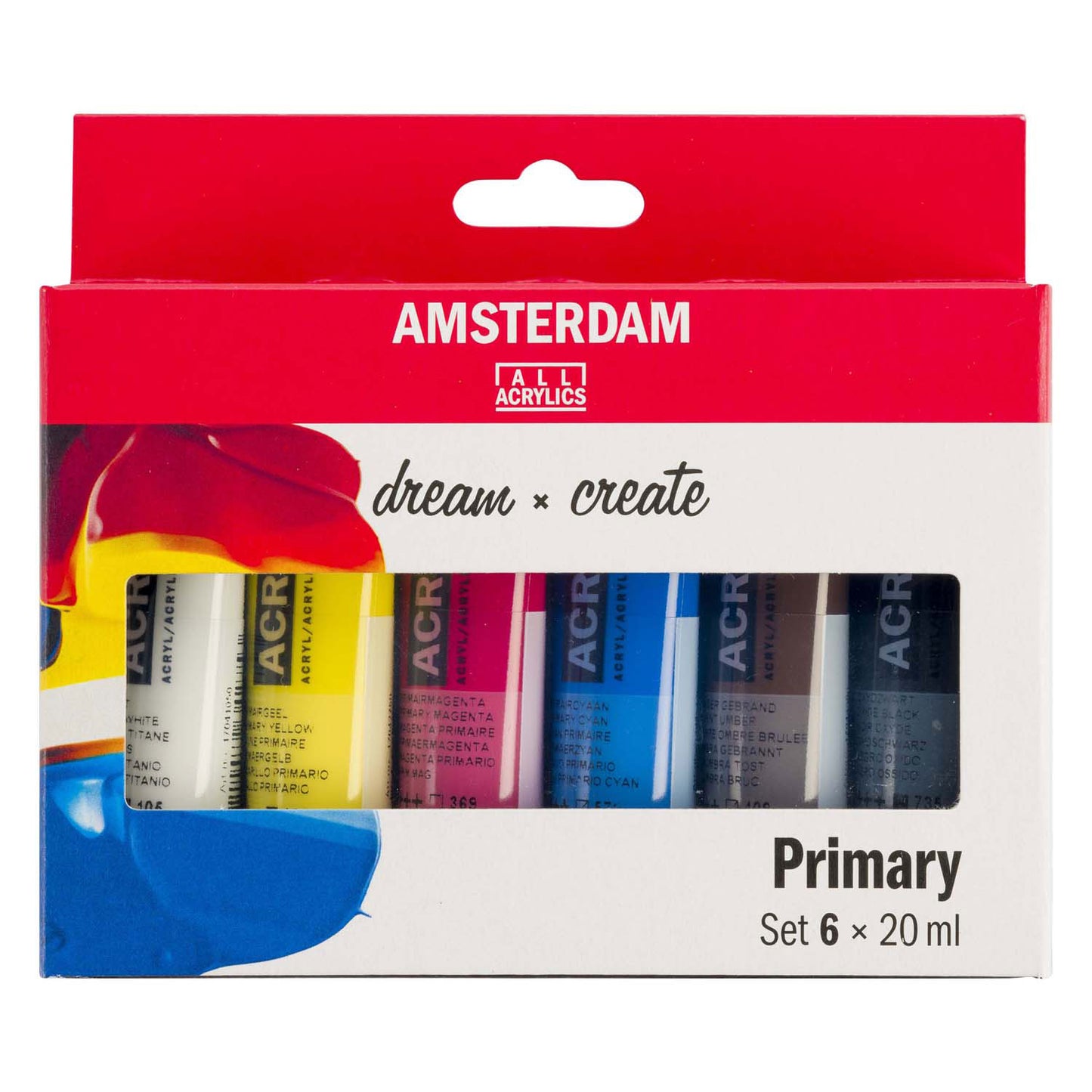 Juego primario de pintura acrílica Bruynzeel amsterdam serie estándar 20 ml, 6 piezas.
