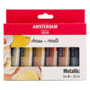 Bruynzeel amsterdam serie standard set di colori acrilici metallizzati 20 ml, 6 pz.