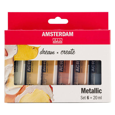 Bruynzeel amsterdam serie estándar pintura acrílica metalizada set 20ml, 6 uds.