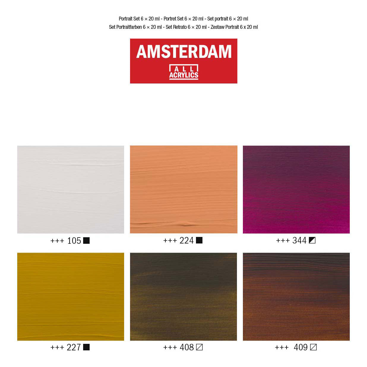 Bruynzeel Amsterdam serie standard set di colori acrilici per ritratti 20 ml, 6 pz.