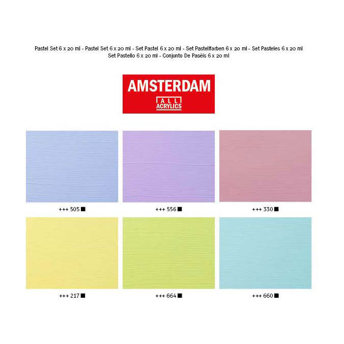 Bruynzeel Amsterdam serie standard set di pastelli acrilici da 20 ml, 6 pz.