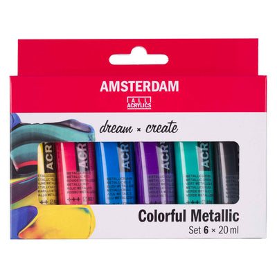 Bruynzeel Amsterdam serie standard colori acrilici colorati metallici set 20 ml, 6 pz.