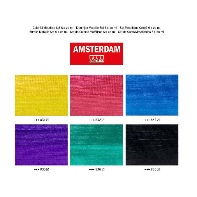 Royal talens amsterdam standard series acrylverf kleurrijke metallic set 20ml, 6dlg.