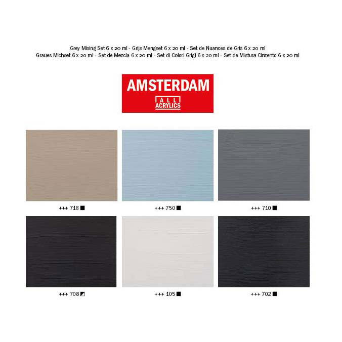 Amsterdam standard series acrylverf grijstinten set 20ml, 6dlg.