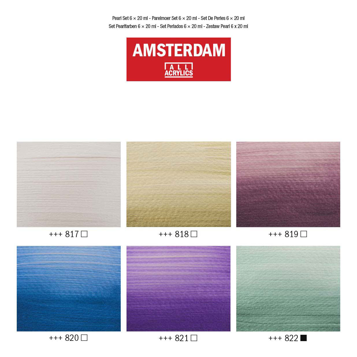 Bruynzeel Amsterdam serie standard colori acrilici madreperla set 20 ml, 6 pz.