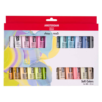 Bruynzeel Amsterdam serie estándar pintura acrílica colores suaves set 20ml, 24 uds.