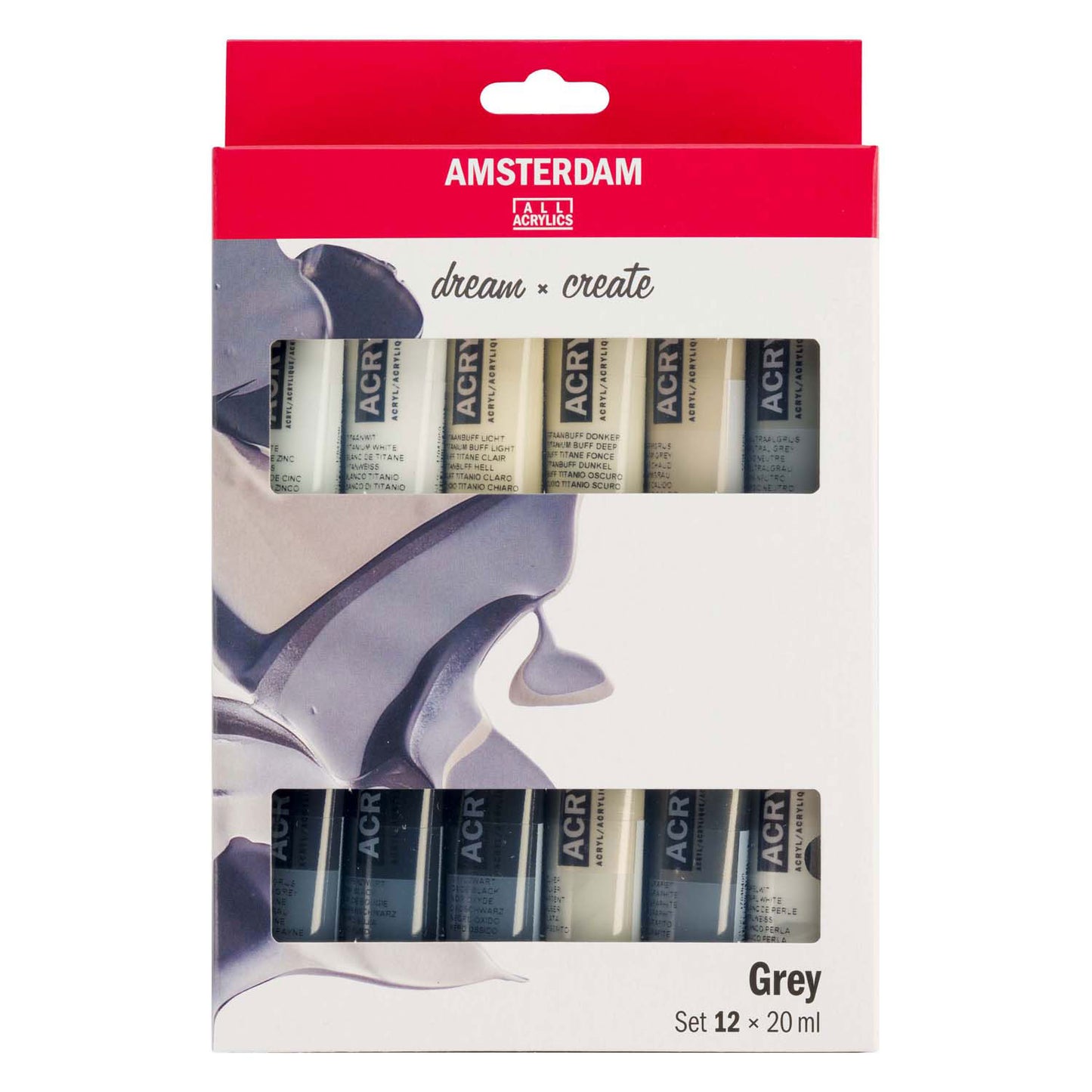 Bruynzeel amsterdam serie estándar pintura acrílica gris juego 20ml, 12 piezas.