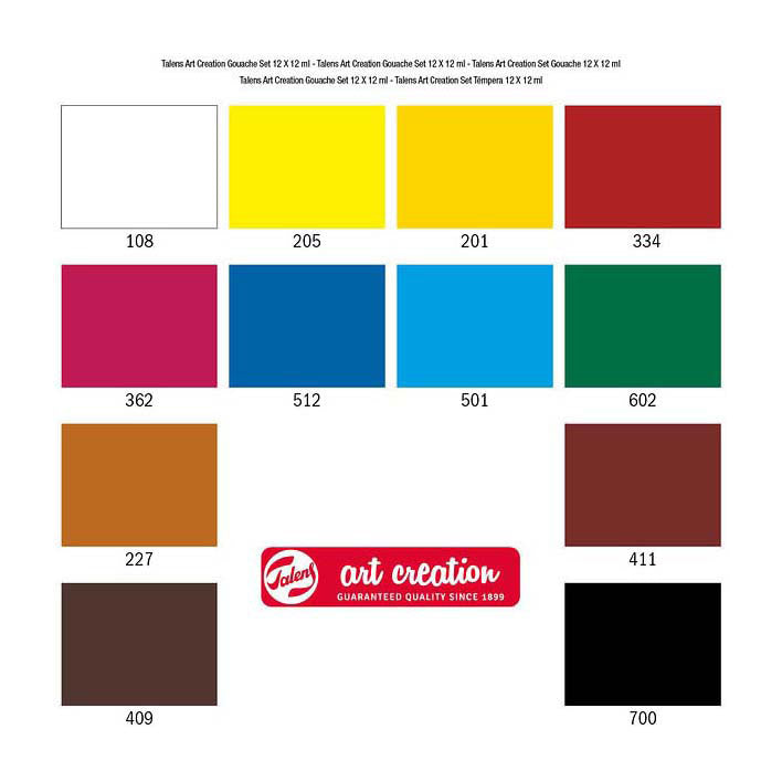 Creazione artistica di talens set di gouache 12x12ml
