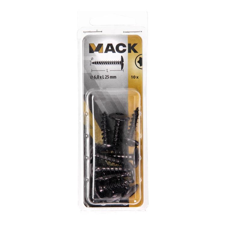 Mack 1069147 - vite per boccaporto nera 6,0 x 25 mm 10 pz | 5 pezzi