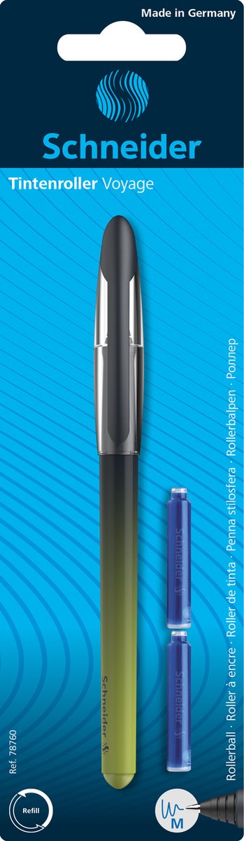 Schneider schrijfwaren schneider rollerball - voyage - inclusief 2 inktpatronen - op blister - s-78760
