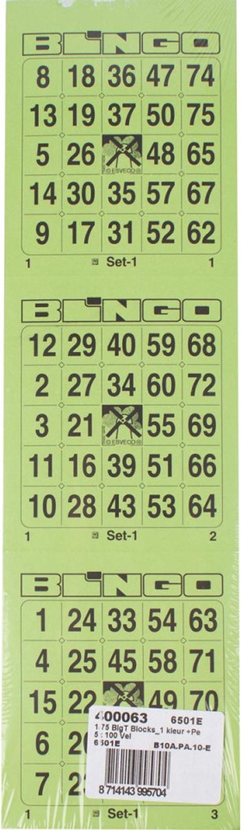 Merkloos sans marque bingokaarten, 3 kaarten per vel, pak van 5 x 100 vel