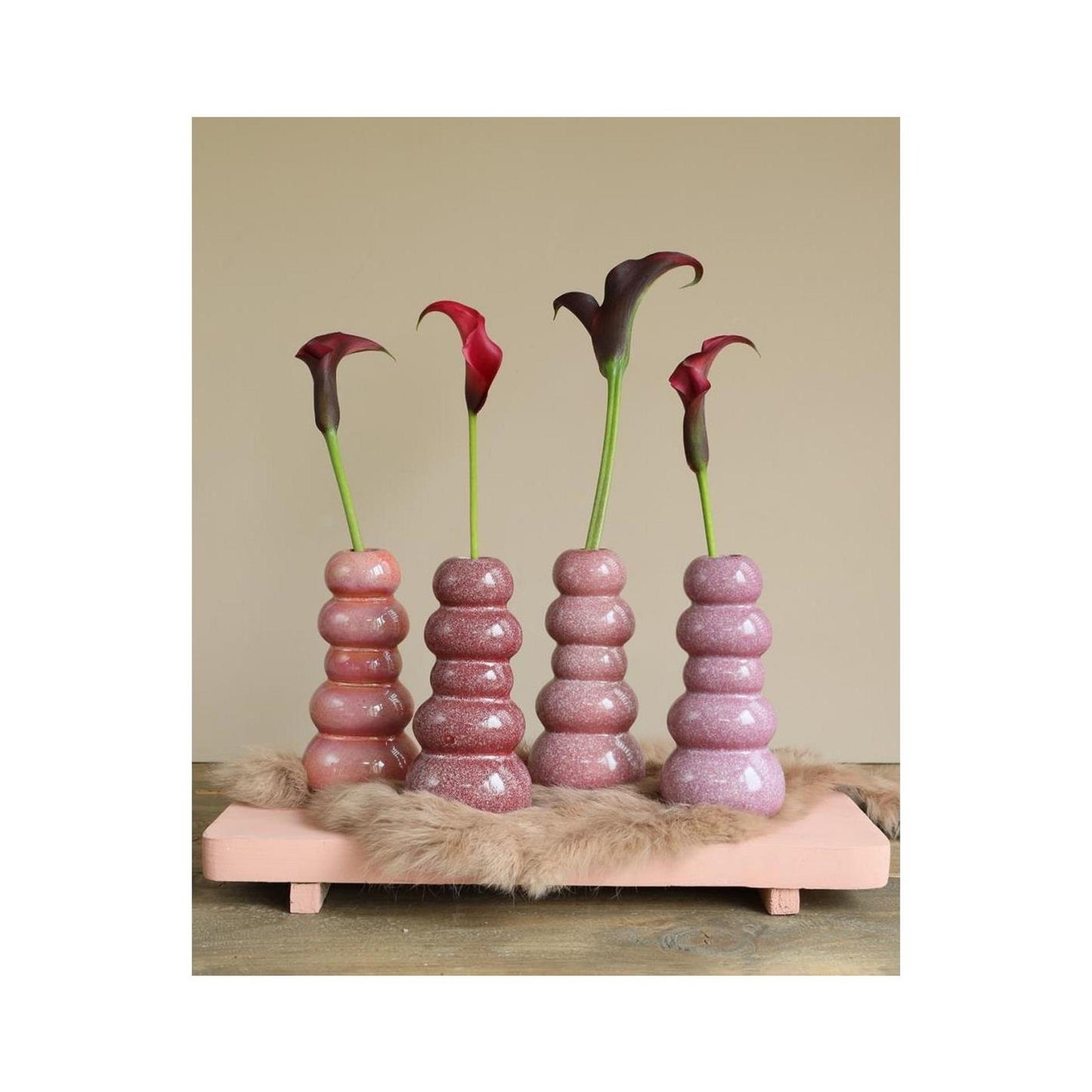 Ideas 4 estaciones jarrón guijarros h15xø7cm rosa 4ass colores
