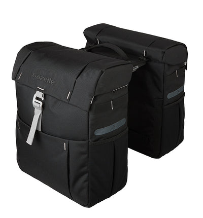 Bolsa de bicicleta doble gazelle con adaptador Mik Black Olive