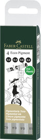 Faber-castell fineliner - ecco pigment - custodia da 4 pezzi 0,2 mm 0,4 mm 0,6 mm 0,8 mm - nero - fc-167004
