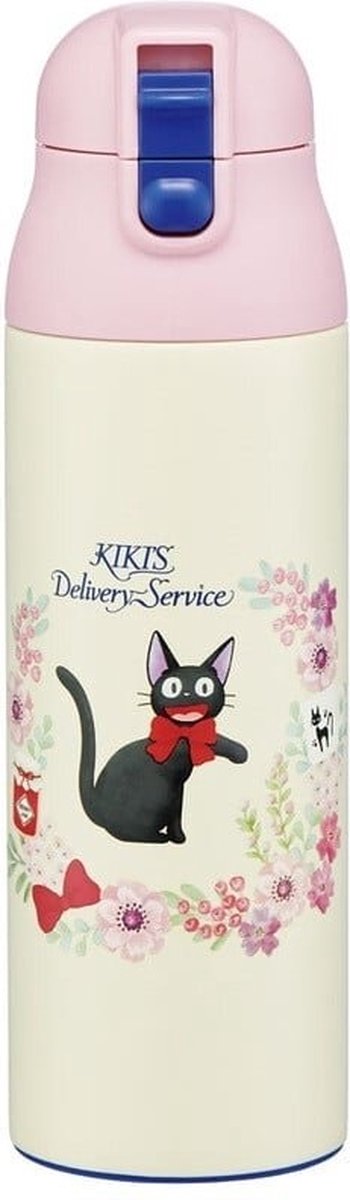 Skater ghibli - servicio de mensajería voladora de kiki - termo corona de flores jiji 500ml