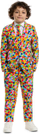 Opposuits confetti pak - jongens pak - carnavalskleding - kostuum - maat: eu122 128