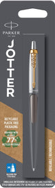 Parker jotter-balpen | grijze lak met gouden details | medium punt | blauwe inkt
