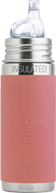 Pura thermos spout bottle 260 ml - thermos - thermos flask - plastic-free - with insulation wall - including silicone spout, travel cap and sleeve - pink